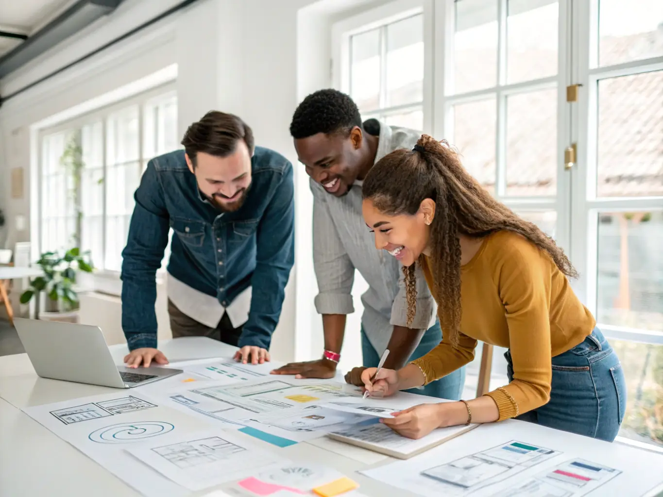 A team of IT consultants collaborating on an eCommerce website design, showcasing their expertise in creating user-friendly interfaces and seamless online shopping experiences.